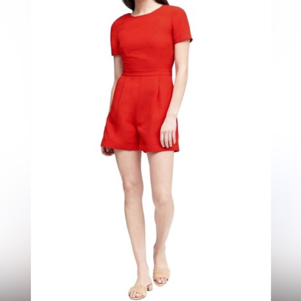 Banana Republic Red short Jumpsuit with back Zip and Pockets